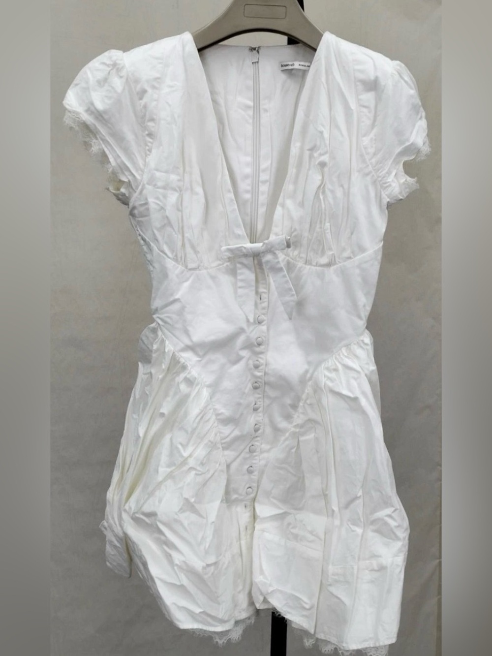 HOUSE OF CB 'Emiliana' White Stretch Cotton Mini Dress/Small US 4-6 $269 - Picture 6 of 7
